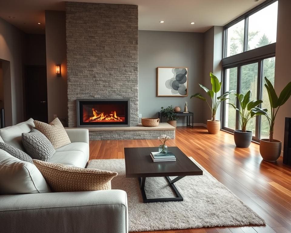 Wohnzimmer mit Kamin